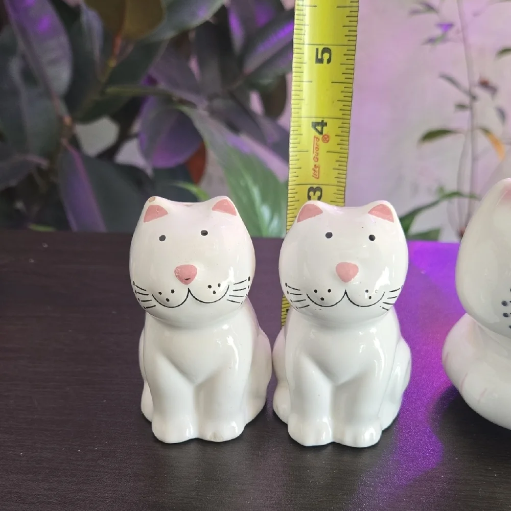 Ceramic Cozy Cats, Salt and pepper shaker and sponge holder.
